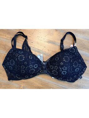 Victoria’s Secret Dream Angels Push Up Bra 38B Black Lace Floral Demi ~ NWT